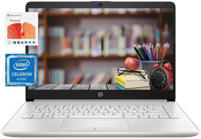 Main image of HP 14" HD Everyday Laptop  Intel Celeron N4120 4GB RAM 64GB eMMC (1 Year Microsoft 365 Included) Intel UHD Webcam Long Battery (11-hour) Wi-Fi 5 Bluetooth USB-C HDMI Windows 11 Home Silver | Gift Set