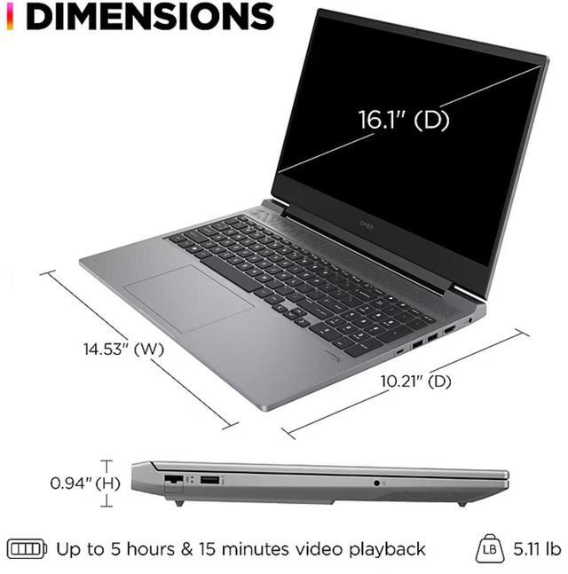 Alt view image 6 of 7 - HP Omen Gaming 16.1" FHD 144Hz NVIDIA RTX 4060 G-SYNC Intel core i7-14650HX (Beats i9-13900HX) 64GB DDR5 RAM 2TB SSD RGB Backlit KB HDMI Webcam Thunderbolt 4 WiFi 6E Bluetooth 5.3 Windows 11 Home