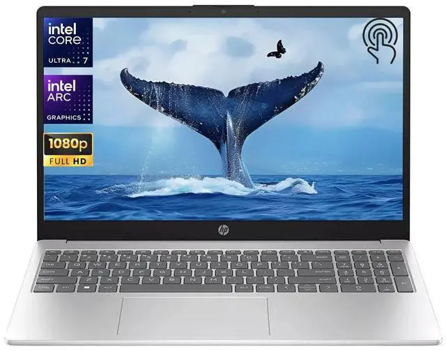Main image of HP 15.6" Full HD IPS Touchscreen Business Laptop Intel Core Ultra 7 155H Intel Arc Graphics 16GB DDR5 RAM 512GB SSD Wi-Fi 6 Bluetooth 5.3 HDMI USB Type-C Webcam Long Battery life Windows 11 Pro Silver
