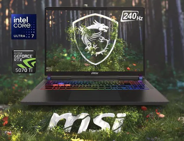Main image of MSI Vector 16 HX AI 16" 240Hz QHD+ Gaming NVIDIA GeForce RTX 5070 Ti 12G GDDR7 Intel Core Ultra 7 255HX 32G DDR5 RAM 512GB SSD RGB Backlit Wi-Fi 6E Bluetooth 5.3 Thunderbolt 5 HDMI 2.1 Win 11 Pro Gray