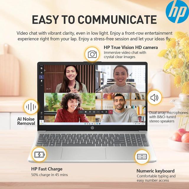 Alt view image 5 of 7 - HP 15.6" IPS FHD Touchscreen Business and School Laptop Intel core i5-1334U (Beat i7-1255U) 32GB RAM 1TB SSD Intel Iris Xe Graphics HDMI USB-C Long battery life AI Copilot Windows 11 Pro Silver