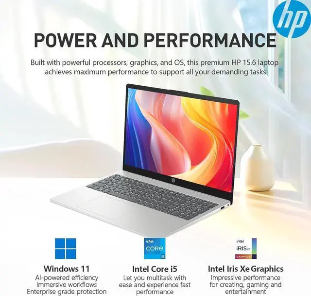 Alt view image 4 of 7 - HP 15.6" IPS FHD Touchscreen Business and School Laptop Intel core i5-1334U (Beat i7-1255U) 8GB RAM 512GB SSD Intel Iris Xe Graphics HDMI USB-C Long battery life AI Copilot Windows 11 Home Silver