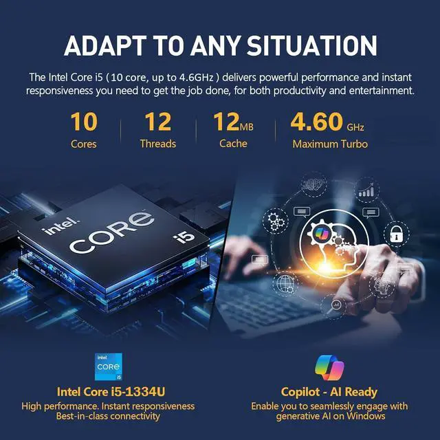 Alt view image 6 of 7 - HP 15.6" IPS FHD Touchscreen Business and School Laptop Intel core i5-1334U (Beat i7-1255U) 8GB RAM 512GB SSD Intel Iris Xe Graphics HDMI USB-C Long battery life AI Copilot Windows 11 Home Silver