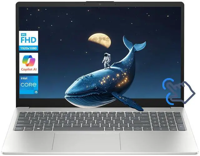 Main image of HP 15.6" IPS FHD Touchscreen Business and School Laptop Intel core i5-1334U (Beat i7-1255U) 32GB RAM 512GB SSD Intel Iris Xe Graphics HDMI USB-C Long battery life AI Copilot Windows 11 Pro Silver