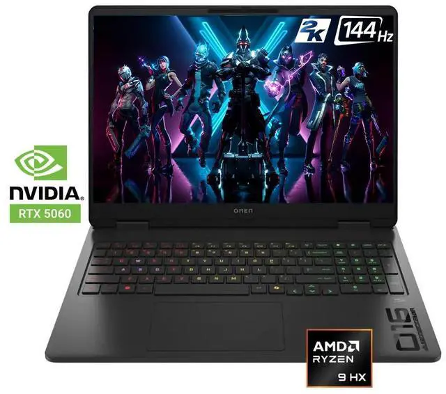 Main image of HP OMEN 16" IPS FHD+ 144Hz Gaming Laptop NVIDIA GeForce RTX 5060 8GB GDDR7 AMD Ryzen 9 8940HX (> i9-14900HX) 64GB DDR5 RAM 2TB SSD  RGB Backlit KB HDMI 2.1  Wi-Fi 6E BT 5.3 Win 11 Home Shadow Black