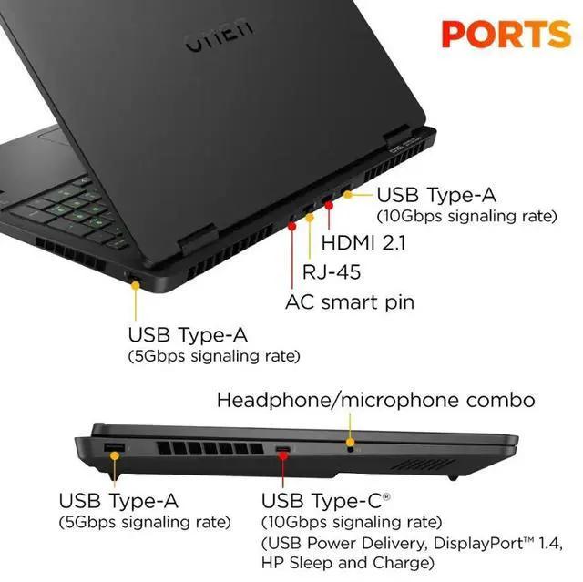 Alt view image 4 of 7 - HP OMEN 16" IPS FHD+ 144Hz Gaming Laptop NVIDIA GeForce RTX 5060 8GB GDDR7 AMD Ryzen 9 8940HX (> i9-14900HX) 32GB DDR5 RAM 512GB SSD RGB Backlit KB HDMI 2.1 Wi-Fi 6E BT 5.3 Win 11 Home Shadow Black