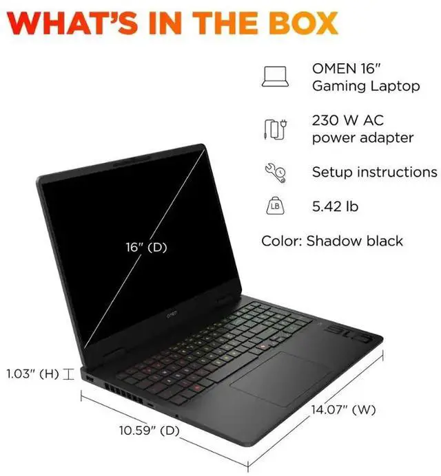 Alt view image 5 of 7 - HP OMEN 16" IPS FHD+ 144Hz Gaming Laptop NVIDIA GeForce RTX 5060 8GB GDDR7 AMD Ryzen 9 8940HX (> i9-14900HX) 32GB DDR5 RAM 512GB SSD RGB Backlit KB HDMI 2.1 Wi-Fi 6E BT 5.3 Win 11 Home Shadow Black