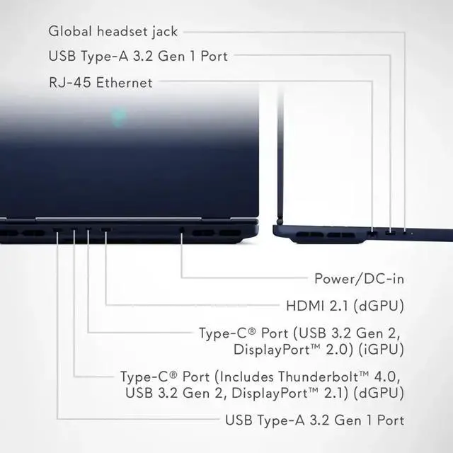 Alt view image 6 of 7 - Alienware 16X Aurora 16" 240Hz Gaming Laptop WQXGA 2560 x 1600 Intel Core Ultra 9 275HX NVIDIA GeForce RTX 5060 32GB DDR5 RAM 512GB SSD RGB Backlit KB HDMI 2.1 DP 2.0 Wi-Fi 7 Windows 11 Home Blue