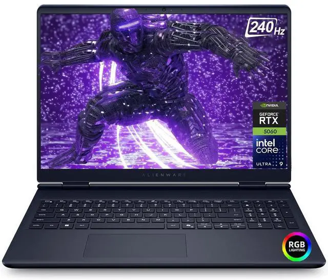 Main image of Alienware 16X Aurora 16" 240Hz Gaming Laptop WQXGA 2560 x 1600 Intel Core Ultra 9 275HX NVIDIA GeForce RTX 5060 64GB DDR5 RAM 1TB SSD RGB Backlit KB HDMI 2.1 DP 2.0 Wi-Fi 7 Windows 11 Home Blue