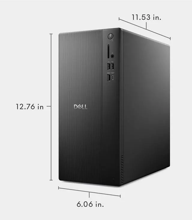 Alt view image 6 of 7 - Dell ECT1250 Business Desktop Tower Intel Core Ultra 5-225 (Beat i7-14700) Intel UHD Graphics 16GB DDR5 RAM 2TB SSD Wi-Fi 6 BT 5.4 Wired KB and Mouse USB-C HDMI RJ-45 DP 1.4 Windows 11 Pro Black