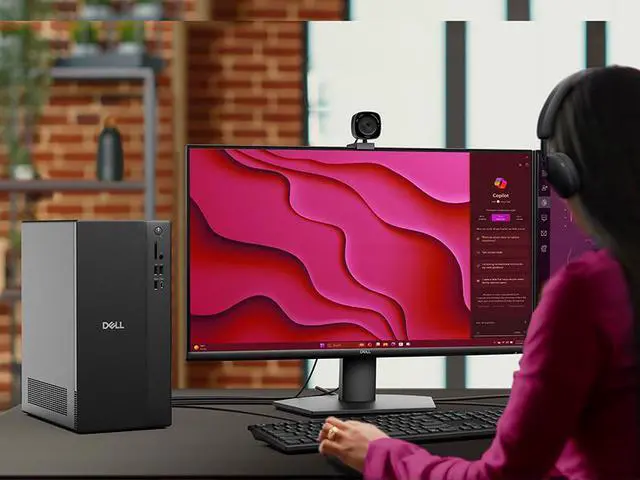 Alt view image 7 of 7 - Dell ECT1250 Business Desktop Tower Intel Core Ultra 5-225 (Beat i7-14700) Intel UHD Graphics 32GB DDR5 RAM 1TB SSD Wi-Fi 6 BT 5.4 Wired KB and Mouse USB-C HDMI RJ-45 DP 1.4 Windows 11 Home Black