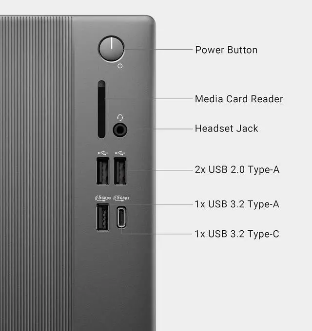 Alt view image 4 of 7 - Dell ECT1250 Business Desktop Tower Intel Core Ultra 5-225 (Beat i7-14700) Intel UHD Graphics 16GB DDR5 RAM 512GB SSD Wi-Fi 6 BT 5.4 Wired KB and Mouse USB-C HDMI RJ-45 DP 1.4 Windows 11 Pro Black