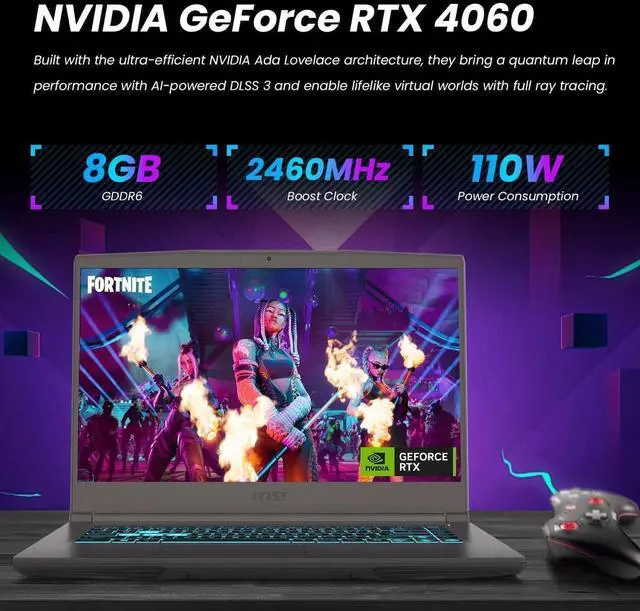 Alt view image 5 of 7 - MSI Thin 15.6" FHD 144Hz Gaming Laptop NVIDIA GeForce RTX 4050 Intel Core i5-13420H (Beat i7-12650H) 32GB RAM 2TB SSD WiFi 6E Bluetooth 5.3 Backlit KB Webcam HDMI USB-C RJ45 Windows 11 Home Gray