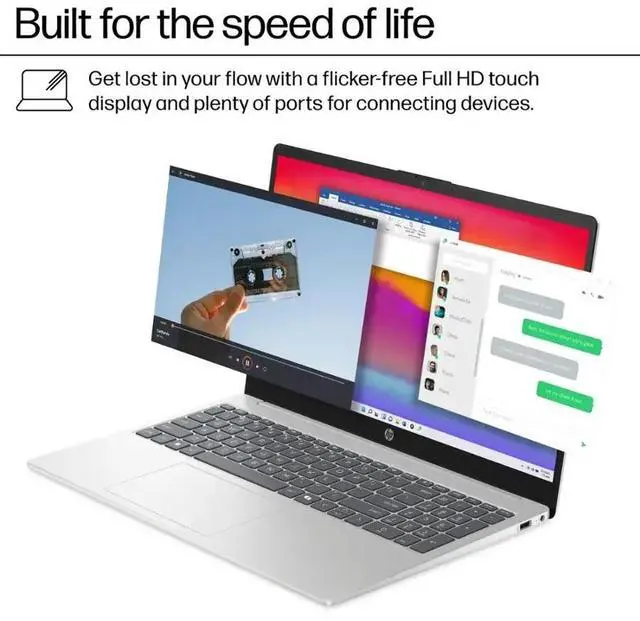 Alt view image 6 of 7 - HP 15.6" Full HD Touchscreen Business Laptop Intel Core i7 1355U Intel Iris Xe Graphics 64GB RAM 2TB SSD HDMI USB-C Wi-Fi 6 Webcam AI copilot Windows 11 Home Silver