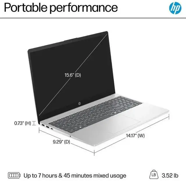 Alt view image 3 of 6 - HP 15.6" Full HD Touchscreen Business Laptop Intel Core i7 1355U Intel Iris Xe Graphics 64GB RAM 2TB SSD HDMI USB-C Wi-Fi 6 Webcam AI copilot Windows 11 Pro Silver