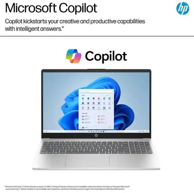 Main image of HP 15.6" Full HD Touchscreen Business Laptop Intel Core i7 1355U Intel Iris Xe Graphics 64GB RAM 1TB SSD HDMI USB-C Wi-Fi 6 Webcam AI copilot Windows 11 Home Silver