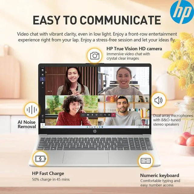 Alt view image 4 of 7 - HP 15.6" IPS FHD Touchscreen Everyday Laptop Intel core i5-1334U (Beat i7-1255U) 32GB RAM 1TB SSD Intel Iris Xe Graphics HDMI USB-C Long battery life AI Copilot Windows 11 Pro Silver | Cooling Fan