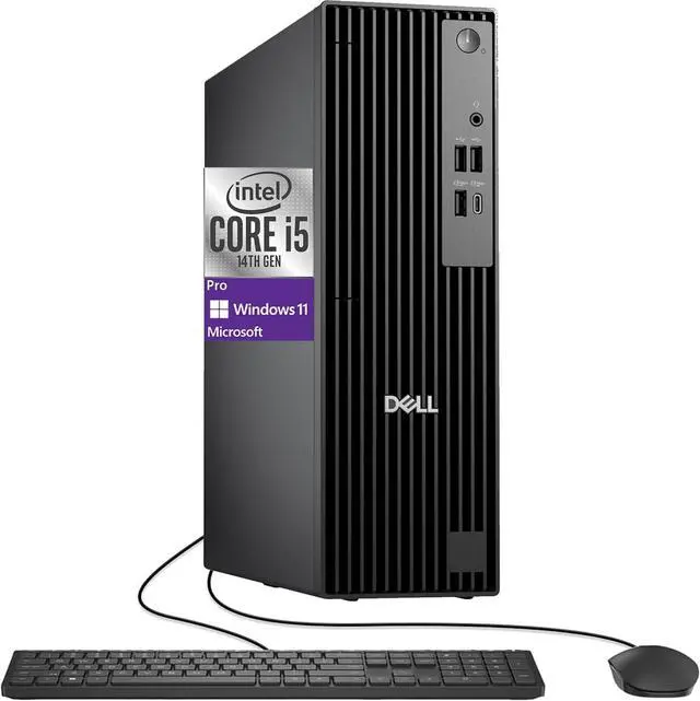 Main image of Dell Pro QCS1250 Slim Business Desktop Intel core i5-14500 vPro (Beat i7-13700) Intel UHD Graphics 770 64GB DDR5 RAM 1TB PCIe SSD KB & Mouse HDMI DP Port 180W Windows 11 Professional Black
