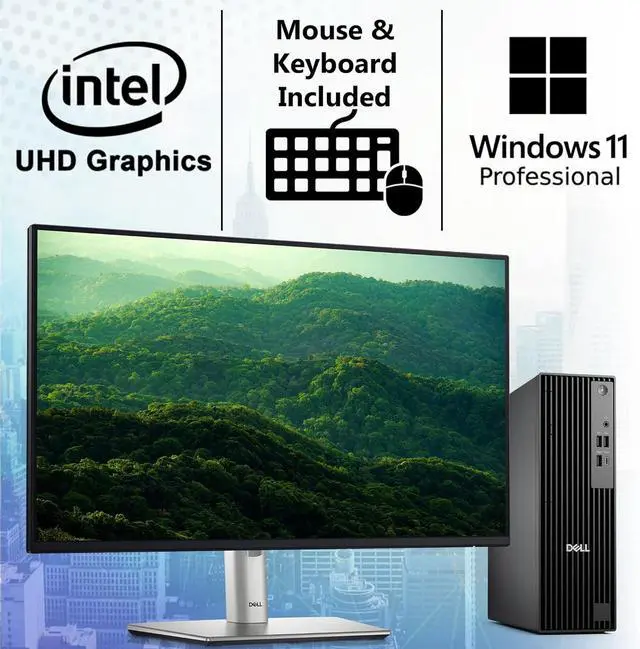 Alt view image 3 of 7 - Dell Pro QCS1250 Slim Business Desktop Intel core i5-14500 vPro (Beat i7-13700) Intel UHD Graphics 770 64GB DDR5 RAM 1TB PCIe SSD KB & Mouse HDMI DP Port 180W Windows 11 Professional Black