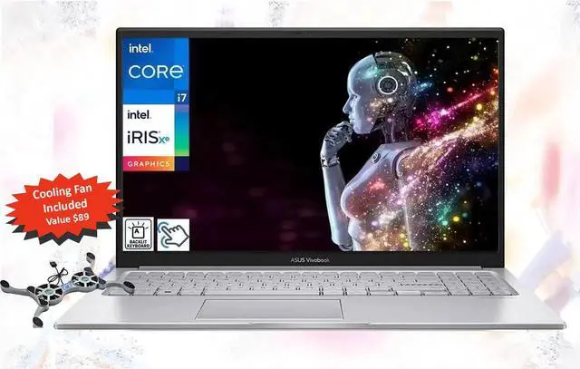 Main image of ASUS Vivobook 15.6" FHD Touchscreen Business Laptop Intel core i7-1355U Intel Iris Xe Graphics 16GB RAM 512GB SSD Backlit Keyboard Wi-Fi 6E Bluetooth 5.3 HDMI USB-C Webcam Windows 11 Home Silver