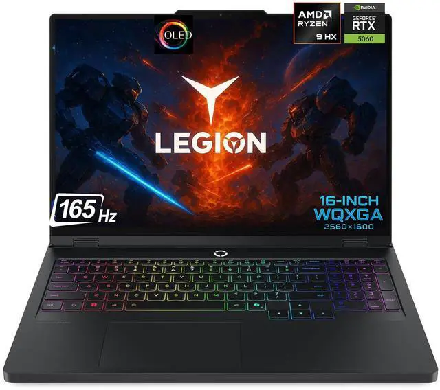 Main image of Lenovo Legion Pro 5 Gen 10 Gaming 16" WQXGA OLED AMD Ryzen 9 9955HX (Beat Core Ultra 9 275HX) NVIDIA RTX 5060 16GB DDR5 RAM 1TB SSD RGB Backlit KB Wi-Fi 7 BT 5.4 HDMI RJ45 Webcam Win 11 Pro Black
