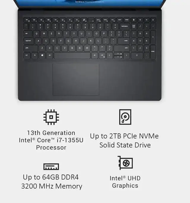 Alt view image 2 of 7 - Dell 15.6" WVA Full HD Touchscreen Business Laptop Intel core Gen 13th i7-1355U Intel UHD Graphic 32GB RAM 2TB PCIe SSD HDMI 1.4 USB-C 3.2 Wi-Fi 6 Bluetooth Webcam Windwos 11 Home Carbon Black