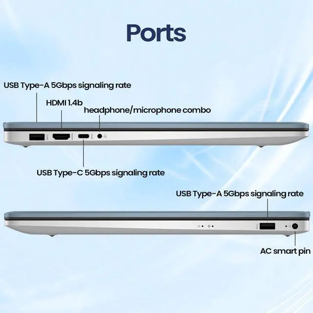 Alt view image 6 of 7 - HP 17.3" HD+ Business Laptop Touchscreen Intel Core Ultra 7 255U (Beats i7-13620H) 16GB DDR5 RAM 1TB SSD Intel Graphics Wi-Fi 6 BT 5.4 Webcam HDMI 1.4 Backlit KB Fingerprint Windows 11 Pro Blue