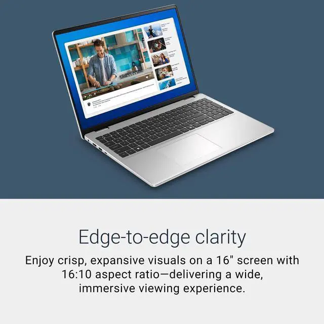 Alt view image 3 of 7 - Dell 16" IPS FHD+ 1920 x 1200 Touchscreen Business Laptop Intel core 5 120U (Beat Intel core i5-1335U) Intel Graphics 16GB DDR5 RAM 512GB SSD Backlit Keyboard Wi-Fi 6E HDMI Windows 11 Home Silver