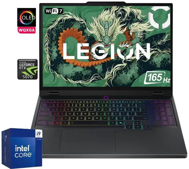 Main image of Lenovo Legion 5i Gen 10 Gaming 15.1" WQXGA 2560 x 1600 OLED Intel core i9-14900HX NVDIA GeForce RTX 5070 32GB DDR5 RAM 1TB SSD RGB Backlit KB HDMI 2.1 Wi-Fi 7 BT 5.4 5MP Cam Windows 11 Home Black