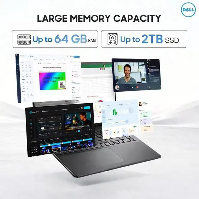 Alt view image 3 of 7 - Dell 16" FHD+ Touchscreen Business Laptop Inte core 7 150U (Beat i7-1355U) 16GB DDR5 RAM 1TB SSD Intel Graphics Backlit KB Wi-Fi 6 Bluetooth 5.2 Webcam HDMI 1.4 USB-C DP 1.4 Windows 11 Home Black