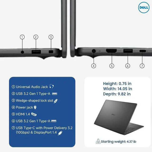 Alt view image 6 of 7 - Dell 16" FHD+ Touchscreen Business Laptop Inte core 7 150U (Beat i7-1355U) 32GB DDR5 RAM 512GB SSD Intel Graphics Backlit KB Wi-Fi 6 Bluetooth 5.2 Webcam HDMI 1.4 USB-C DP 1.4 Windows 11 Home Black