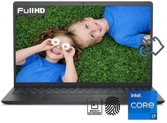 Main image of Dell 15.6" Business Laptop FHD WVA Touchscreen Intel core i7-1355U Intel UHD Graphics 64GB RAM 1TB SSD Backlit KB Fingerprint Reader Wi-Fi 6 BT 5.2 HD-RGB Webcam HDMI USB-C Windows 11 Home Black