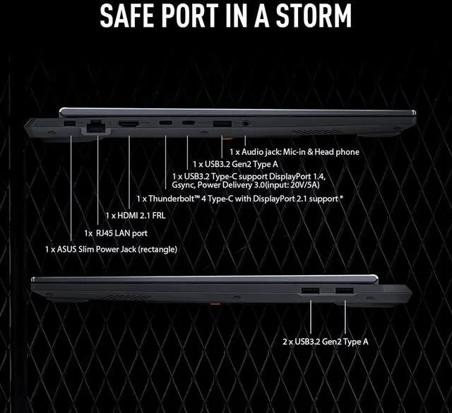 Alt view image 6 of 7 - ASUS TUF Gaming Laptop 16" 165Hz IPS FHD+ Intel core i7-14650HX (Beat i9-13900HX) NVIDIA GeForce RTX 5070 64GB DDR5 RAM 4TB SSD RGB Backlit KB Wi-Fi 6E HDMI 2.1 RJ45 Webcam Windows 11 Pro Gray