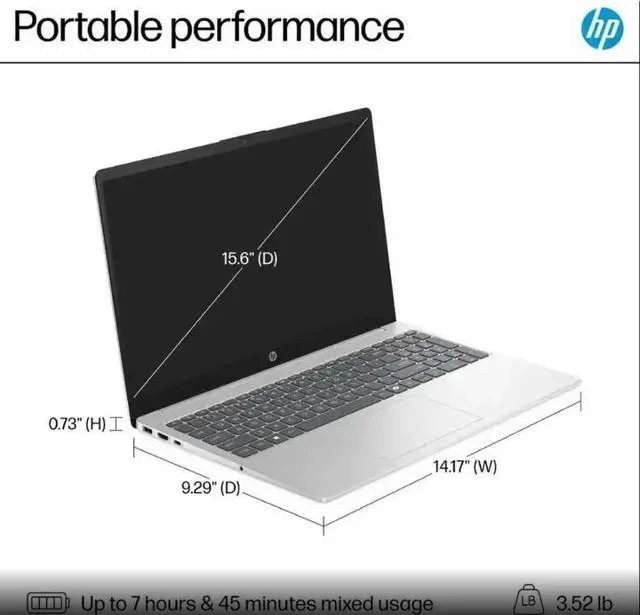 Alt view image 2 of 5 - HP 15 AI Powered Laptop 15.6" Touchscreen IPS FHD Display (Intel i7-1355U, 16GB DDR4, 512GB SSD, Intel Iris Xe, WiFi 6E, Webcam, Bluetooth 5.4, Win 11 Home) NO RETAIL BOX