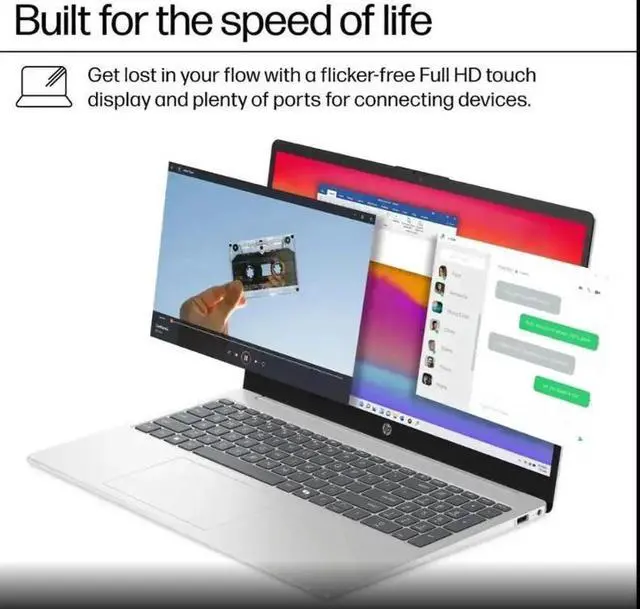 Alt view image 4 of 5 - HP 15 AI Powered Laptop 15.6" Touchscreen IPS FHD Display (Intel i7-1355U, 16GB DDR4, 512GB SSD, Intel Iris Xe, WiFi 6E, Webcam, Bluetooth 5.4, Win 11 Home) NO RETAIL BOX