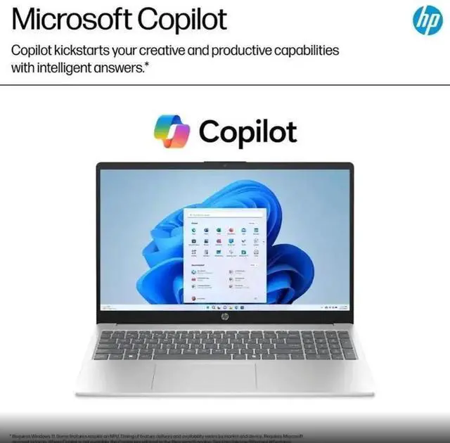 Alt view image 5 of 5 - HP 15 AI Powered Laptop 15.6" Touchscreen IPS FHD Display (Intel i7-1355U, 16GB DDR4, 512GB SSD, Intel Iris Xe, WiFi 6E, Webcam, Bluetooth 5.4, Win 11 Home) NO RETAIL BOX