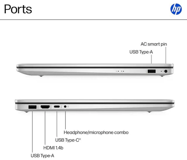 Alt view image 6 of 7 - HP 17.3" IPS LED Full HD Business Laptop Intel core i7-1355U Intel Irix Xe Graphics 32GB DDR4 RAM 1TB SSD HDMI 1.4 USB-C Wi-Fi 6 Webcam Stereo Speaker Copilot AI Long Battery Windows 11 Pro Silver