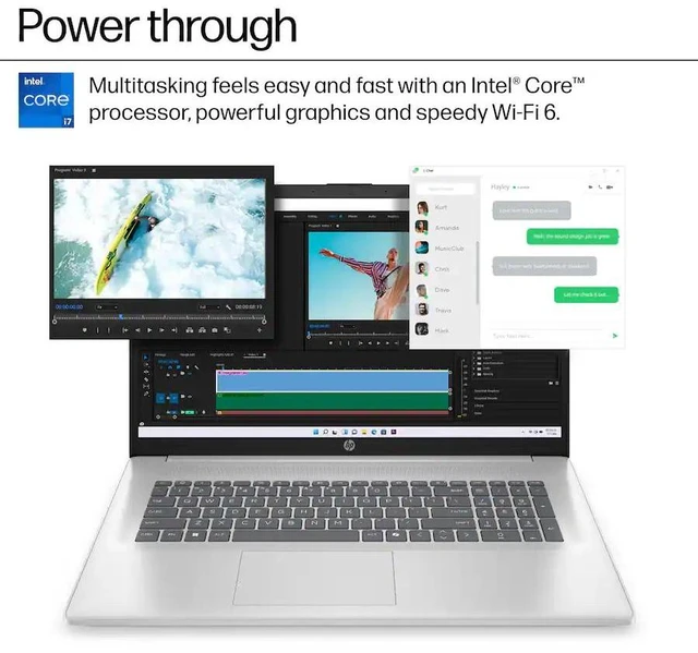 Alt view image 4 of 7 - HP 17.3" IPS LED Full HD Business Laptop Intel core i7-1355U Intel Irix Xe Graphics 32GB DDR4 RAM 1TB SSD HDMI 1.4 USB-C Wi-Fi 6 Webcam Stereo Speaker Copilot AI Long Battery Windows 11 Pro Silver