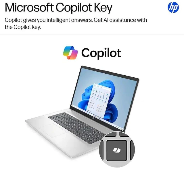 Alt view image 5 of 7 - HP 17.3" IPS LED Full HD Business Laptop Intel core i7-1355U Intel Irix Xe Graphics 32GB DDR4 RAM 1TB SSD HDMI 1.4 USB-C Wi-Fi 6 Webcam Stereo Speaker Copilot AI Long Battery Windows 11 Pro Silver