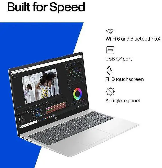 Alt view image 3 of 7 - HP 15.6" FHD Touchscreen Business Intel core Ultra 5 125H (Beats i7-1360P) Intel Arc Graphics 32GB DDR5 RAM 2TB SSD Wi-Fi 6 BT 5.4 HDMI Copilot AI Webcam Long-Battery life Windows 11 Home Silver