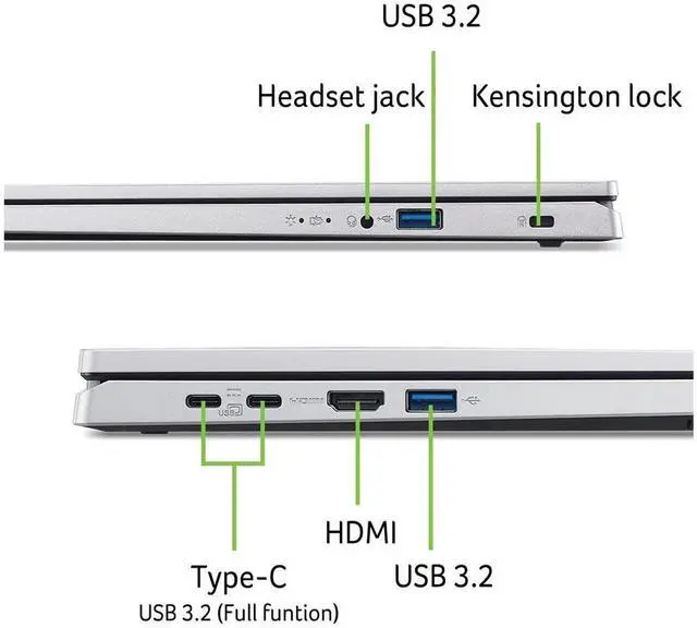 Alt view image 5 of 7 - Acer Aspire Go 15 Business 15.6" IPS FHD Display Intel Core i7-13620H 64GB DDR5 RAM 1TB SSD Intel UHD Graphics Wi-Fi 6 BT 5.1 HDMI 2.1 Webcam Copilot AI Long-battery life Windows 11 Home Silver