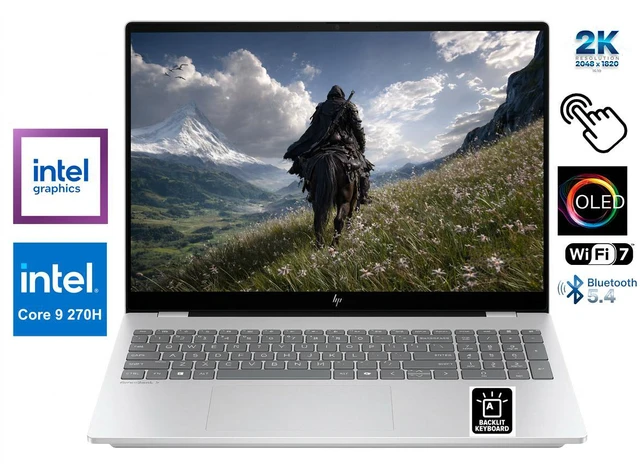 Main image of HP OmniBook 7 16" 2K(2048 x 1280) OLED Touchscreen 120Hz Intel Core 9 270H (Beat i9-13900H) Intel Graphics 32GB DDR5 RAM 512GB SSD Wi-Fi 7 BT 5.4 Backlit KB HDMI 2.1 5MP Webcam Windows 11 Home Silver