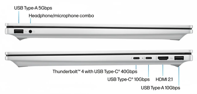 Alt view image 5 of 7 - HP OmniBook 7 16" 2K(2048 x 1280) OLED Touchscreen 120Hz Intel Core 9 270H (Beat i9-13900H) Intel Graphics 32GB DDR5 RAM 512GB SSD Wi-Fi 7 BT 5.4 Backlit KB HDMI 2.1 5MP Webcam Windows 11 Home Silver