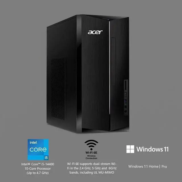 Alt view image 2 of 7 - Acer Aspire Business Desktop Intel core i5-14400 Processor Intel UHD 730 Graphics 16GB DDR5 RAM 1TB SSD Wi-Fi 6E Bluetooth 5.3 HDMI 5.1-Channel Auto Keyboard and Mouse 300W Windows 11 Pro Black