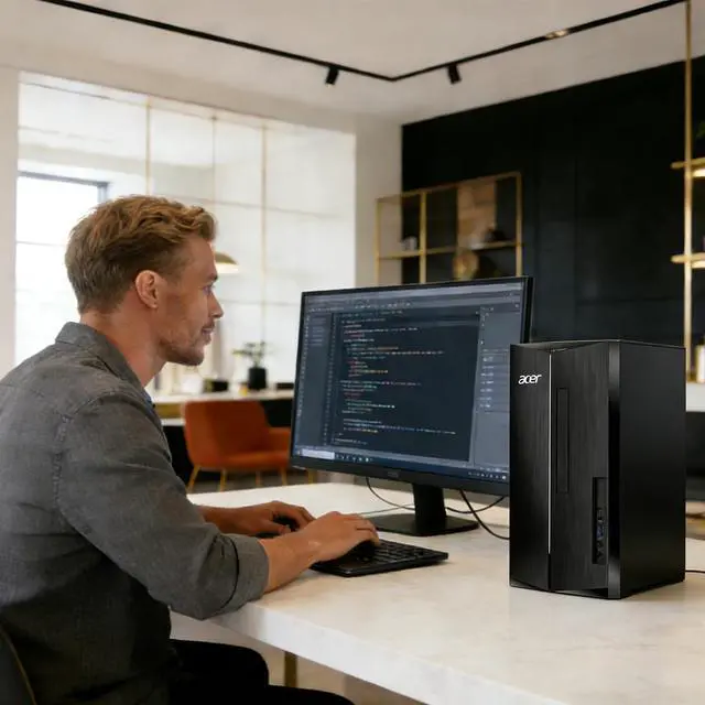 Alt view image 7 of 7 - Acer Aspire Business Desktop Intel core i5-14400 Processor Intel UHD 730 Graphics 16GB DDR5 RAM 1TB SSD Wi-Fi 6E Bluetooth 5.3 HDMI 5.1-Channel Auto Keyboard and Mouse 300W Windows 11 Pro Black
