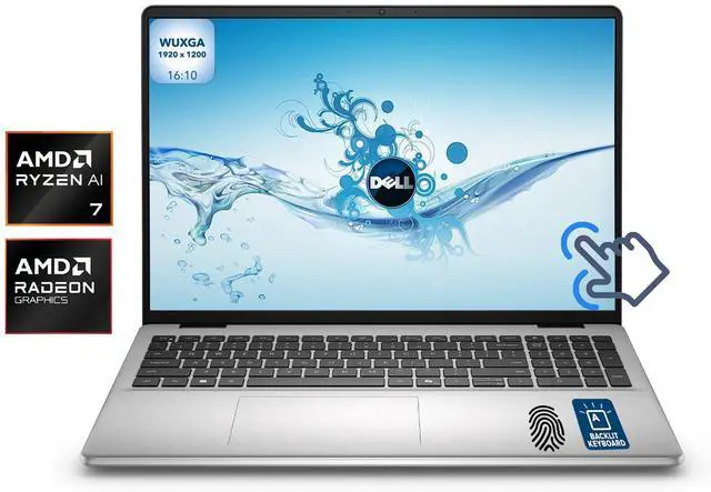 Main image of Dell 16 Plus Business 16" FHD+ Touchscreen AMD Ryzen AI 7 350 (Beat Ultra 7 255HX) AMD Radeon Graphics 32GB DDR5 RAM 2TB SSD Wi-Fi 6E BT 5.3 HDMI Backlit KB FP Reader Copilot+ Windows 11 Pro Silver