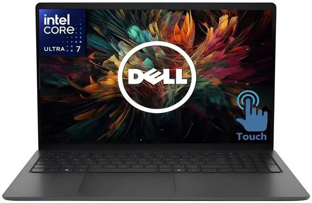 Main image of DELL Business 15.6" FHD Touchscreen Laptop Intel core Ultra 7 255U (Beat i7-13650HX) Intel Graphics 64GB DDR5 RAM 2TB SSD Backlit KB Wi-Fi 6 BT HDMI 1.4 USB-C Copilot AI Webcam Windows 11 Home Black