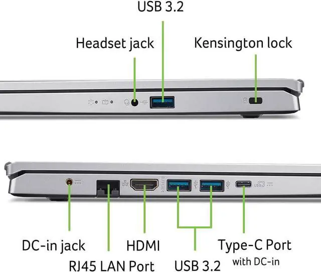 Alt view image 7 of 7 - Acer Aspire Go 15 15.6" Full HD Business Laptop AMD Ryzen 7 7730U (Beat intel i7-1355U) Radeon Graphics 16GB RAM 1TB SSD Wi-Fi 6 BT 5.1 HDMI 2.1 RJ45 Long-battery life Windowss 11 Pro Silver