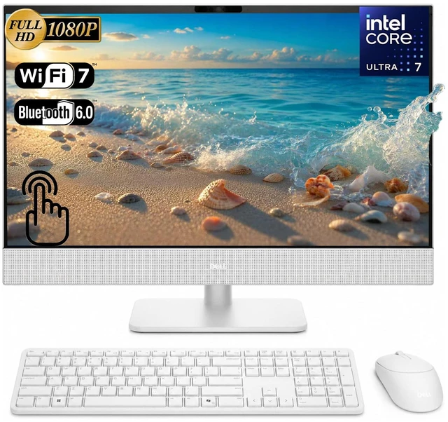 Main image of Dell All-in-One Business Desktop 23.8" FHD Touchscreen intel Core Ultra 7 355 (Beats i7-14700) Intel Graphics 64GB DDR5 RAM 2TB SSD Wi-Fi 7 BT 6.0 HDMI RJ-45 Keyboard and Mouse Windows 11 Pro White