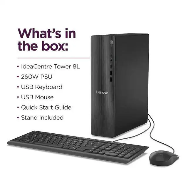 Alt view image 4 of 7 - Lenovo IdeaCentre Tower Business Desktop Intel Core Ultra 7 265 (Beats i7-14700) Intel Graphics 16GB DDR5 RAM 2TB SSD Wi-Fi 6E Bluetooth 5.3 HDMI 2.1 Mouse and Keyboard Copilot AI Windows 11 Pro Grey